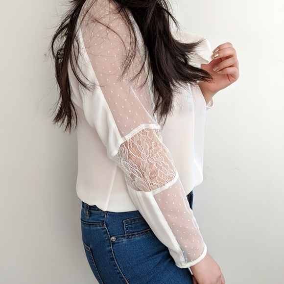 White bow tie blouse - Picture 3 of 4